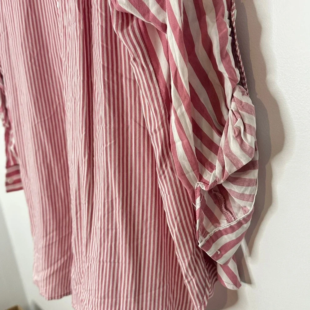 Jane + Delancey Blouse Womens 2X Pink White Striped Button - Picture 8 of 10